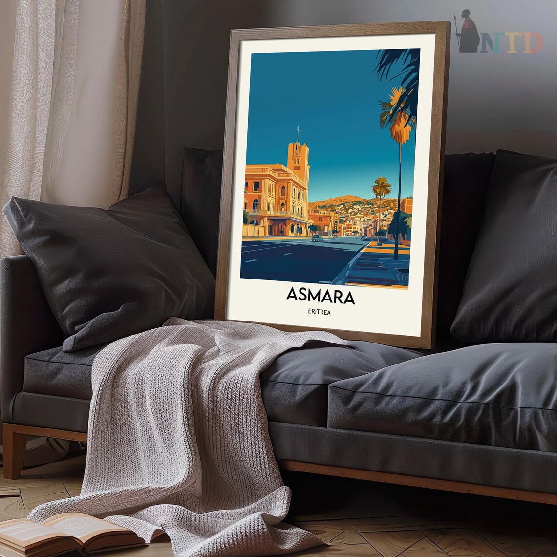 Art Deco Streetscape at Dusk Asmara Eritrea East Africa Travel Poster - Image 3