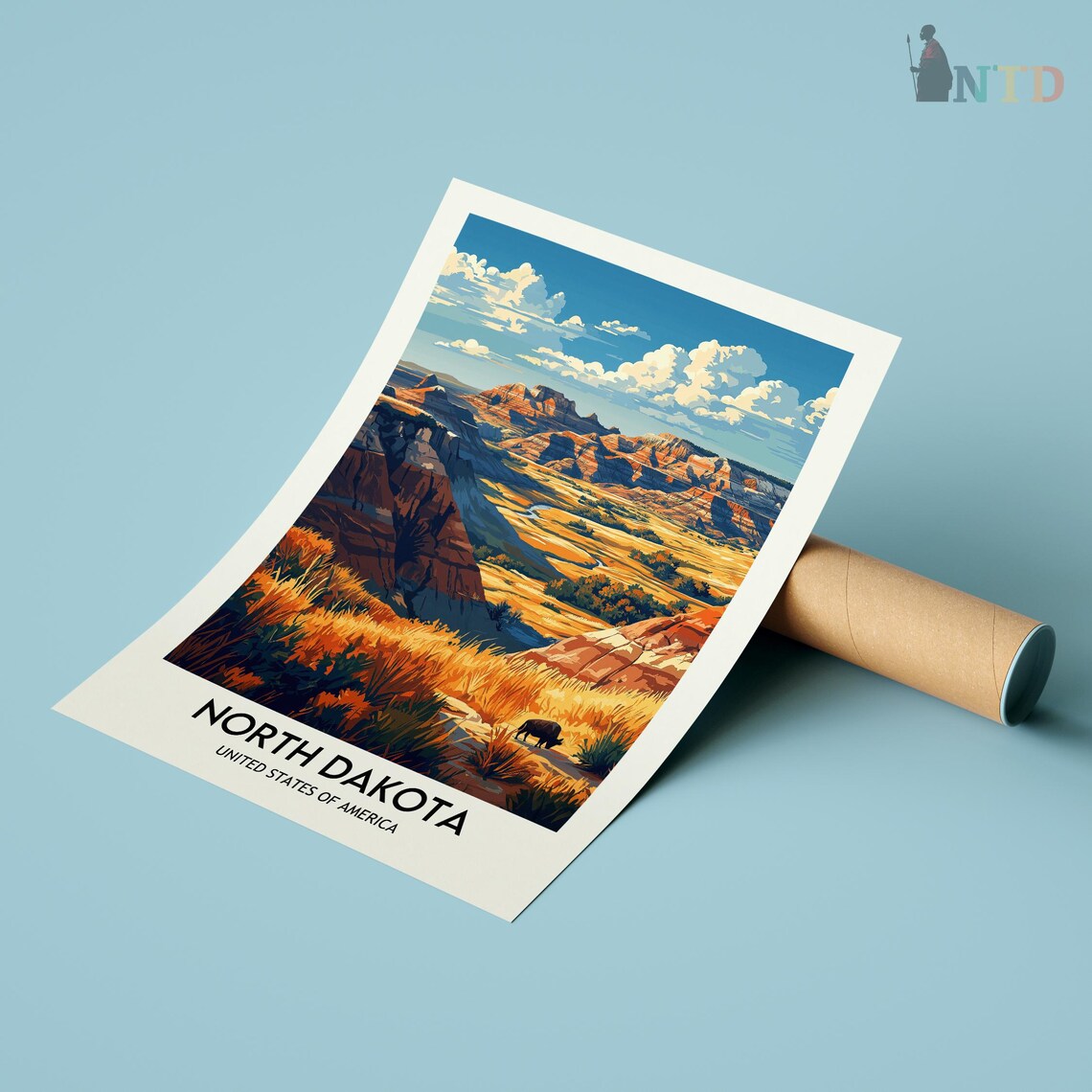 North Dakota Badlands Canyon Vista Vintage Travel Poster Art - Image 2