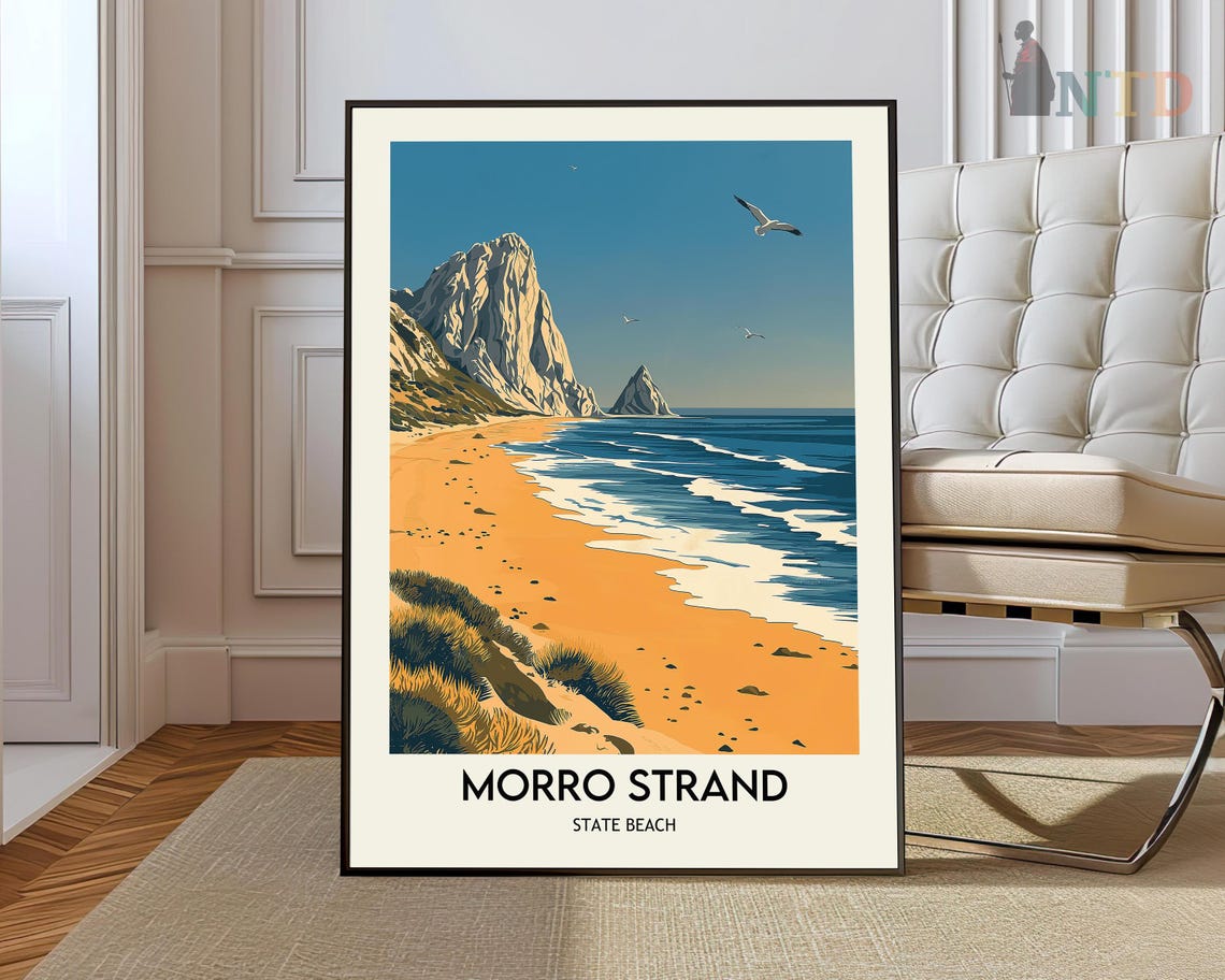 Morro Strand State Beach Golden Dunes Ocean Waves Travel Poster