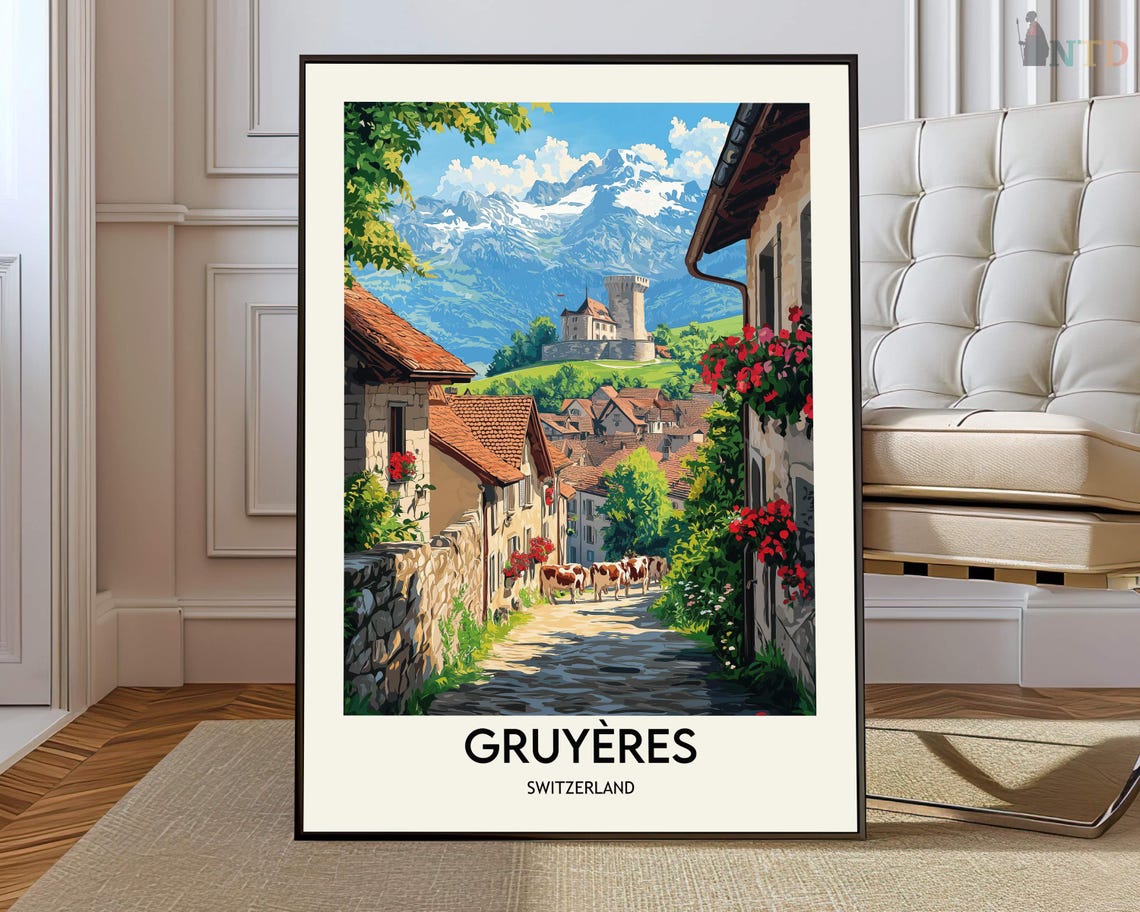 Gruyeres Poster Wall Art Print Photo Travel City Map