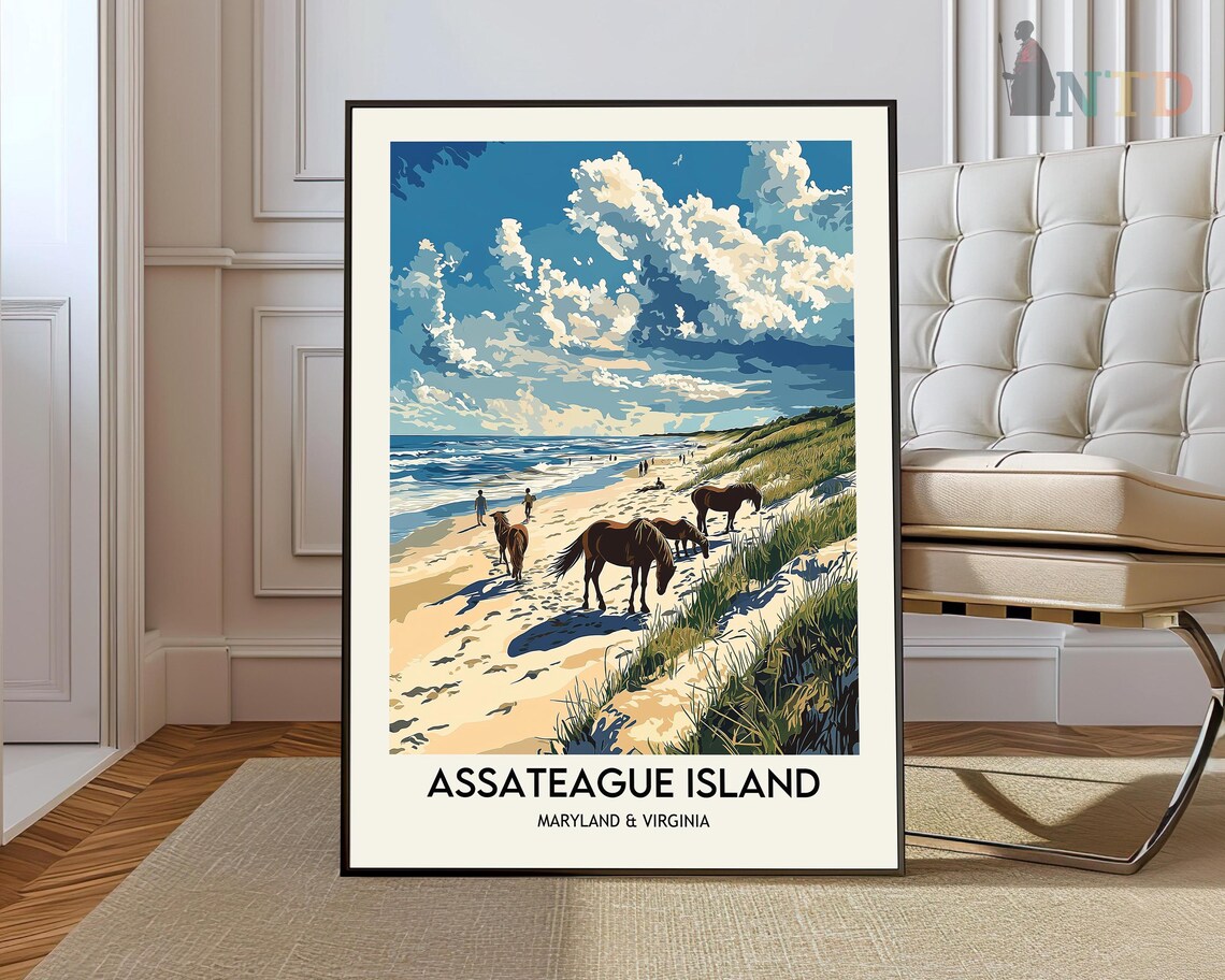 Assateague Island Travel Poster, Place-Inspired Wall Art