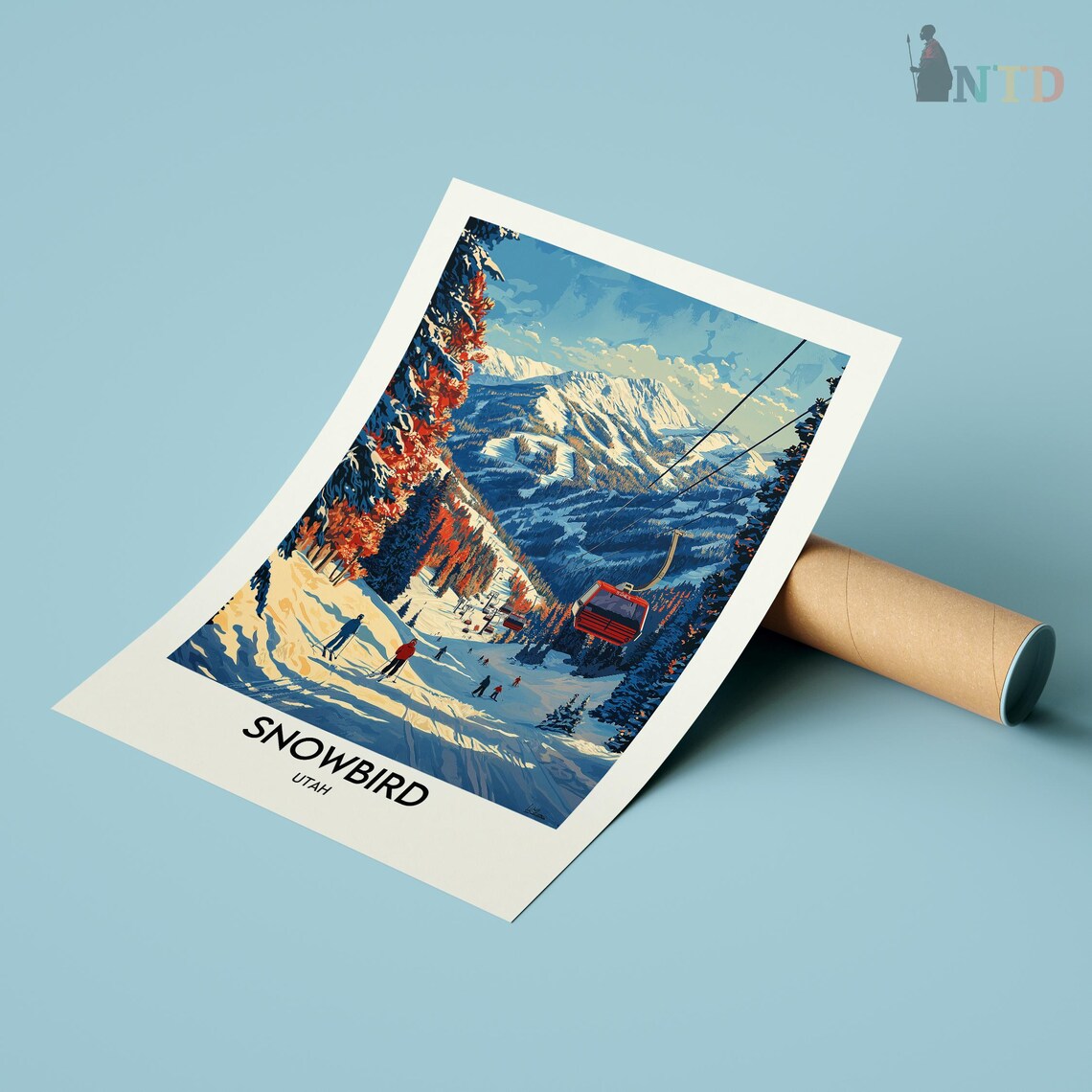 Snowbird Skiing Travel Poster, Utah Winter Sport - Image 3