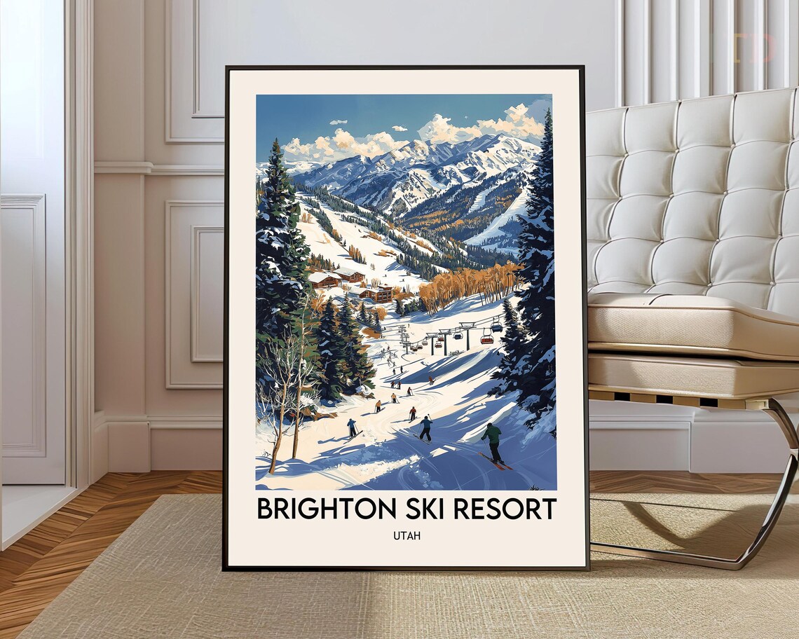 Utah Ski Resort Travel Poster, Sports Wall Art Print