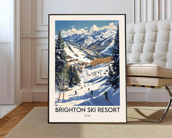 Utah Ski Resort Travel Poster, Sports Wall Art Print