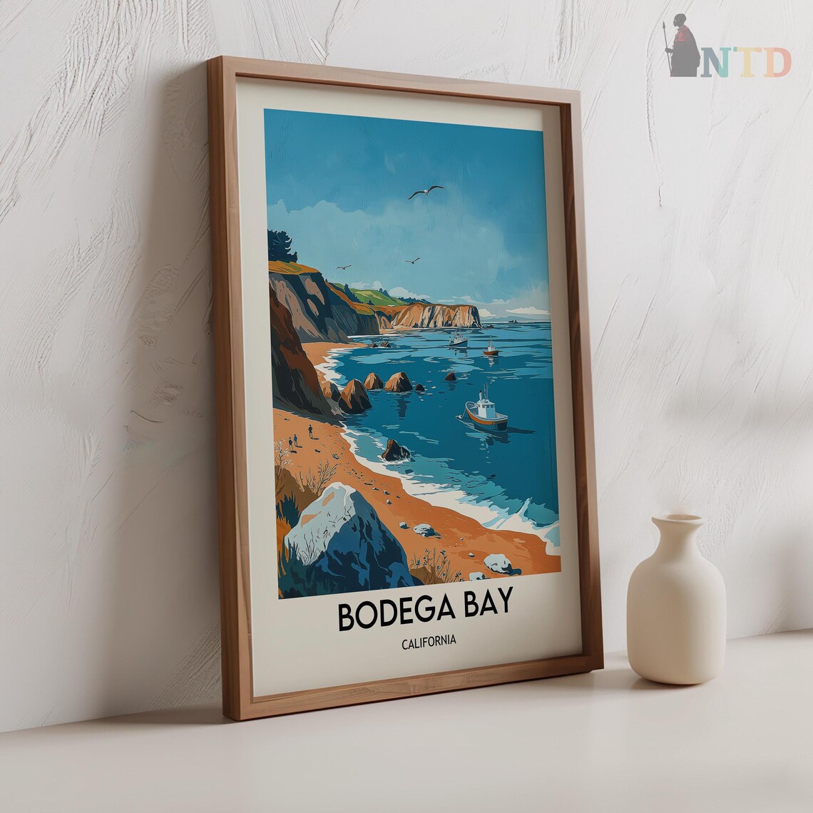 Bodega Bay California Fishing Boats Coast Vintage Travel Poster - Image 2