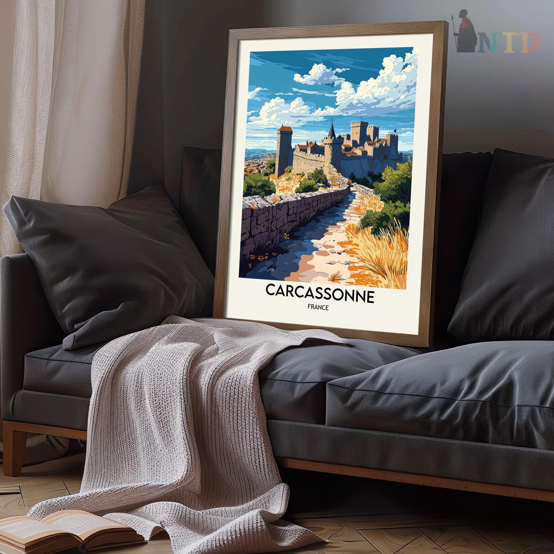 Carcassonne Medieval Walled Citadel Towers Vintage Travel Poster - Image 3