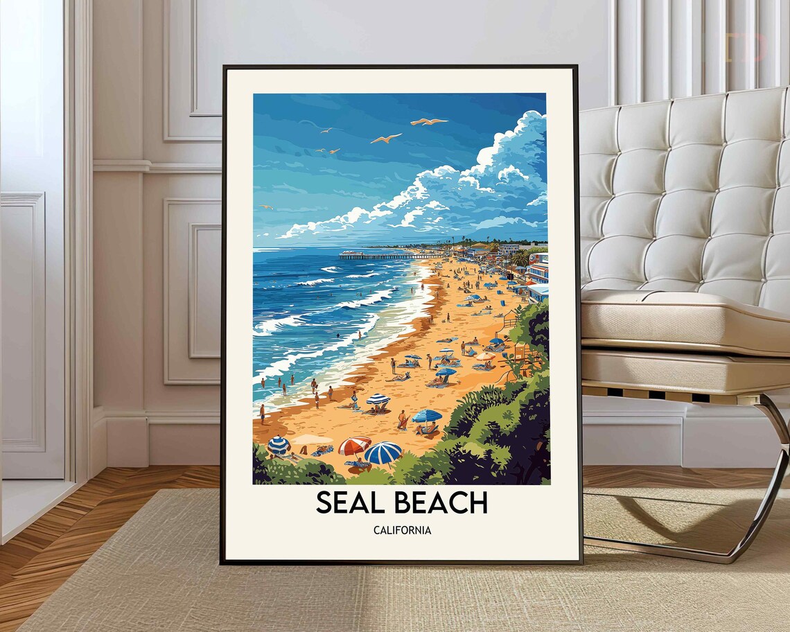 Seal Beach Print Wall Art Poster Photo Decor Poste