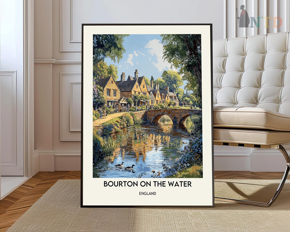 Bourton On The Water Travel Poster, Village Map