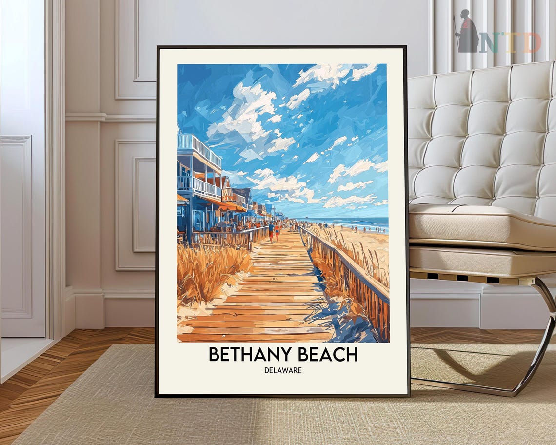 Bethany Beach Delaware Shops Boardwalk Summer Morning Poster