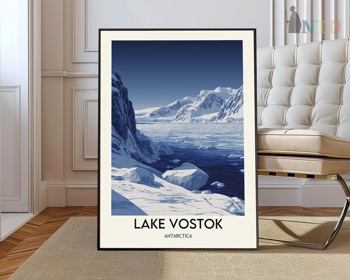 Lake Vostok Antarctica Icy Blue Glacier Landscape Travel Poster
