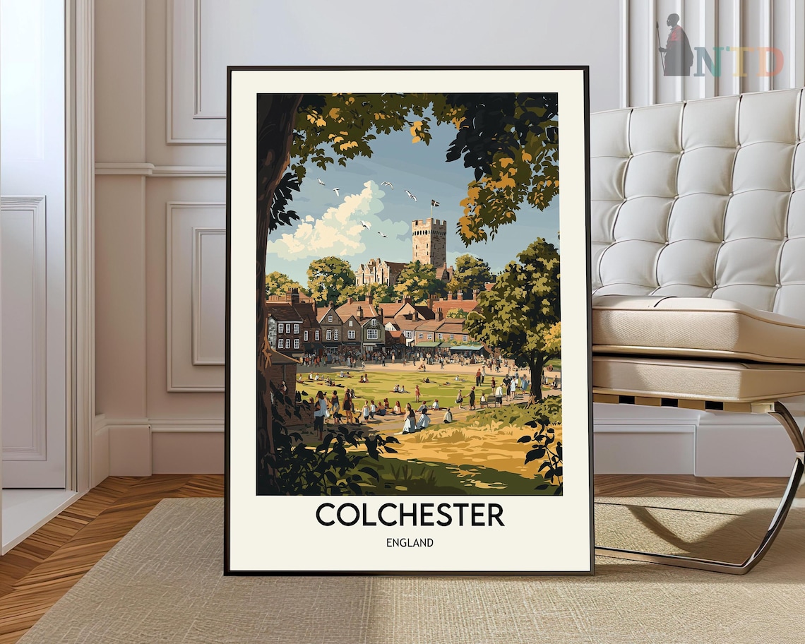 Colchester England Historic Market Square Vintage Town Travel Poster
