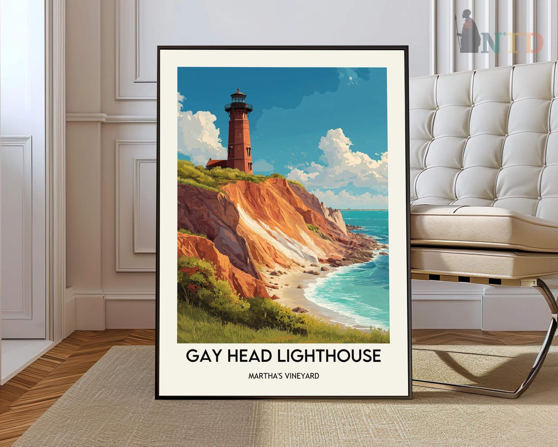 Gay Head Lighthouse Martha's Vineyard Red Cliffs Coastal View Poster
