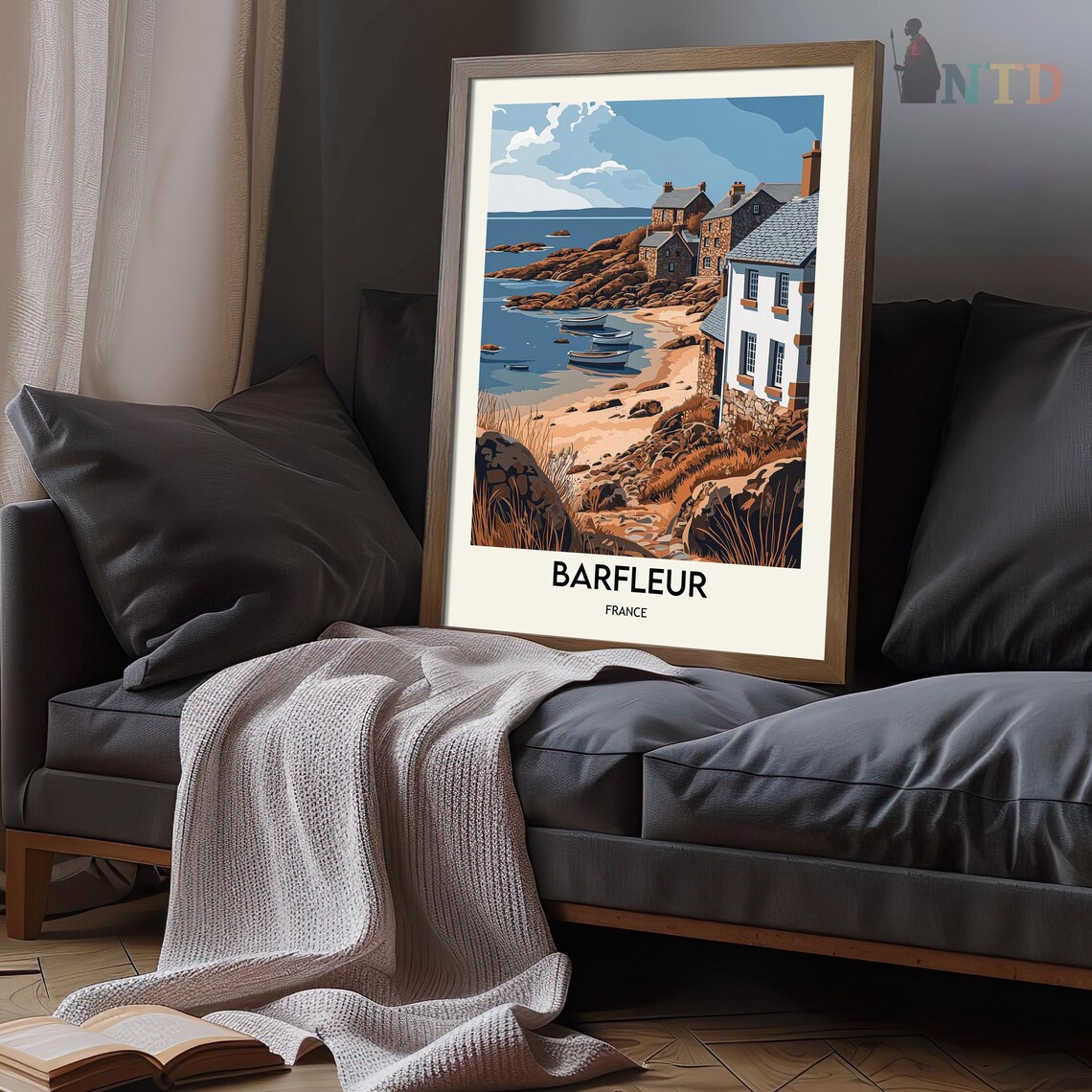 Barfleur France Normandy Fishing Village Vintage Travel Poster - Image 3