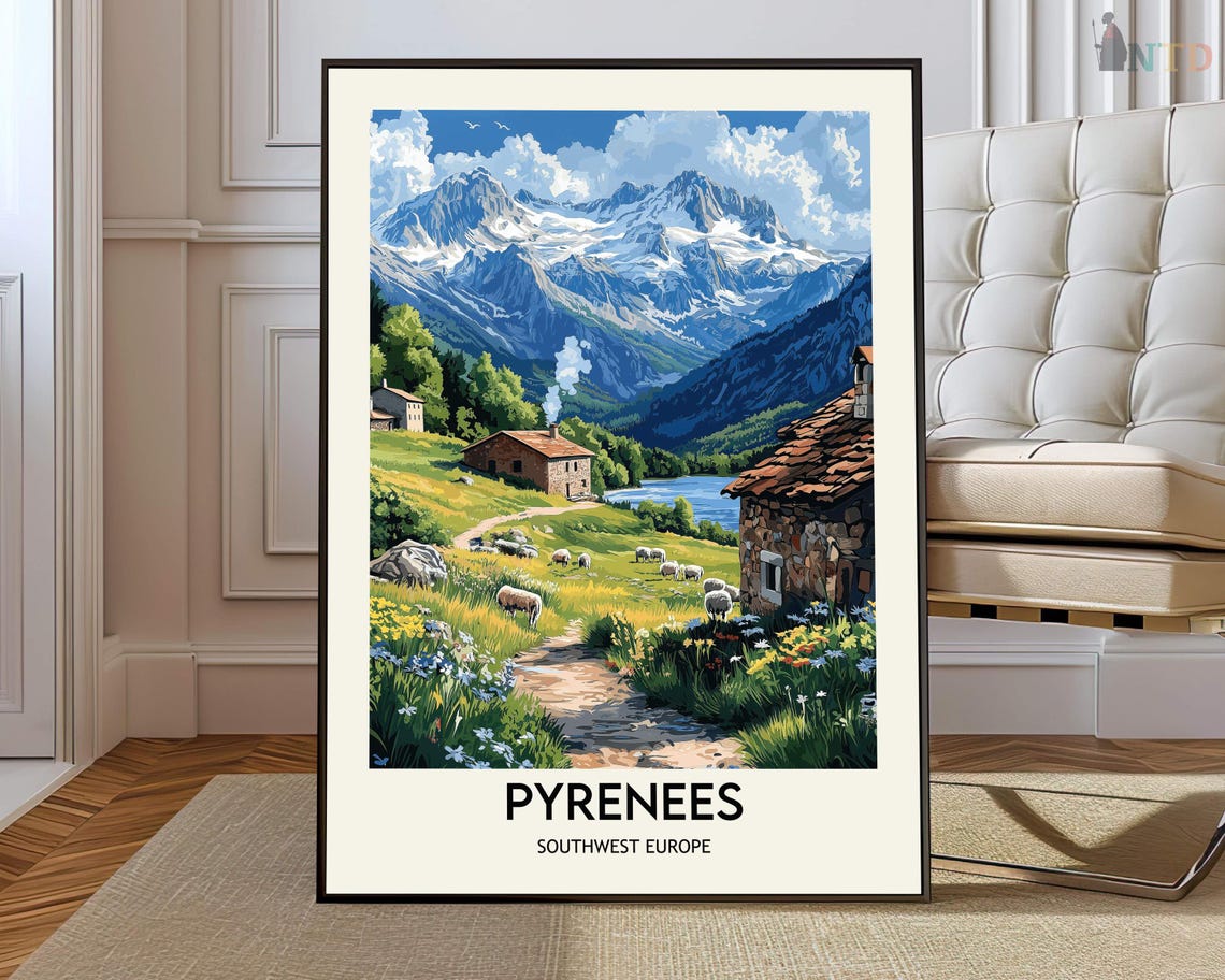 Pyrenees Poster Wall Art Print Photo Travel City Map
