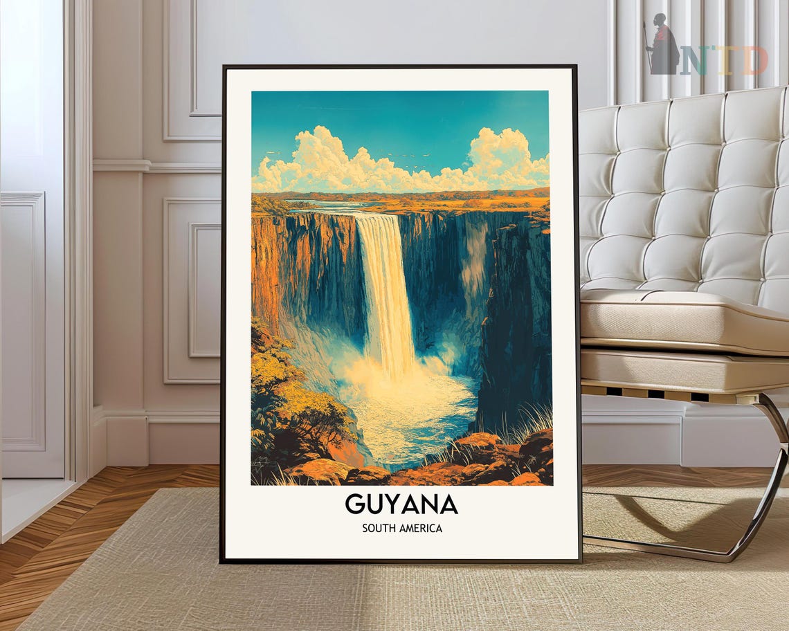 Guyana Poster Travel Print Tropical Decor Botanical South Latin Gift Art