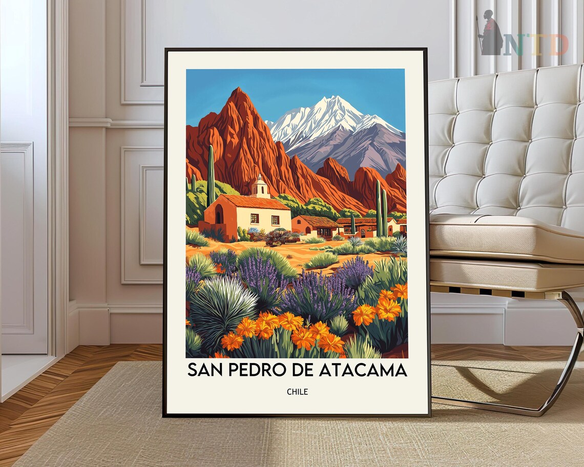 San Pedro De Atacama Chile Desert Mountains Vintage Travel Art Poster