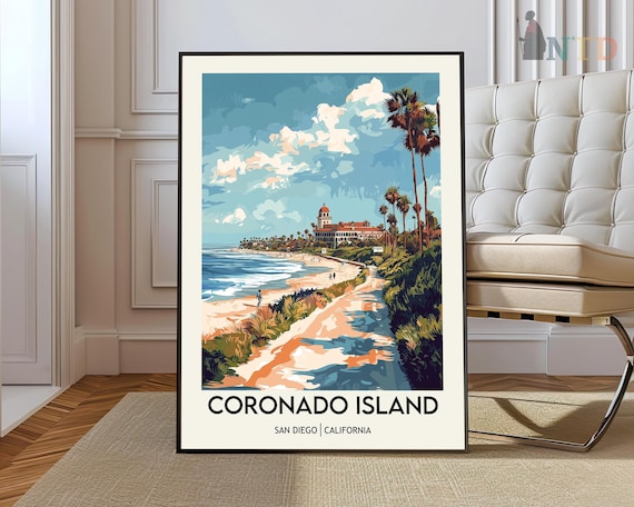 Coronado Island San Diego California Beach Hotel Travel Poster