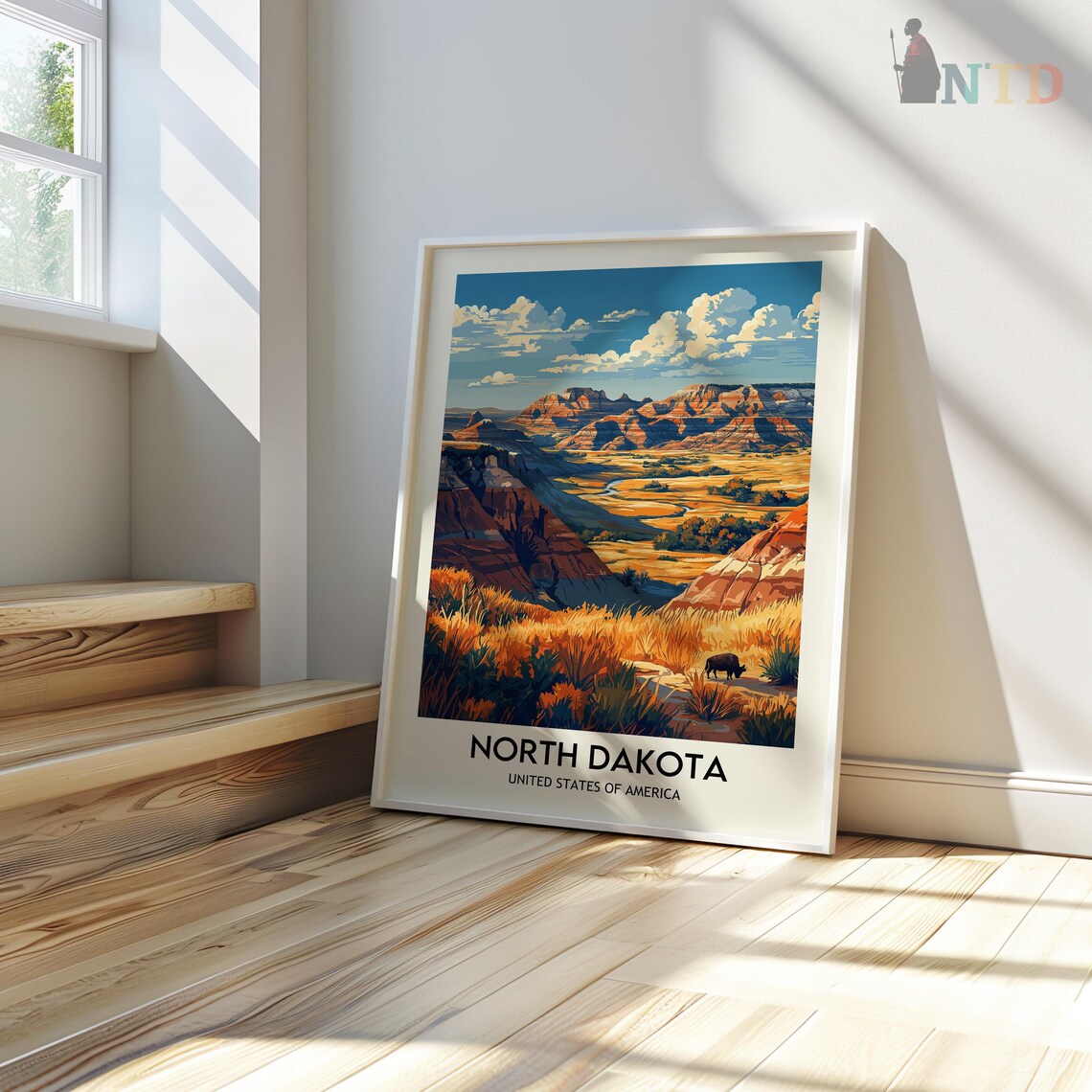 North Dakota Badlands Canyon Vista Vintage Travel Poster Art - Image 3