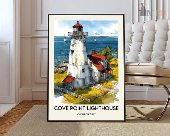 Cove Point Lighthouse Poster Wall Art Print Photo Chesapeake Bay