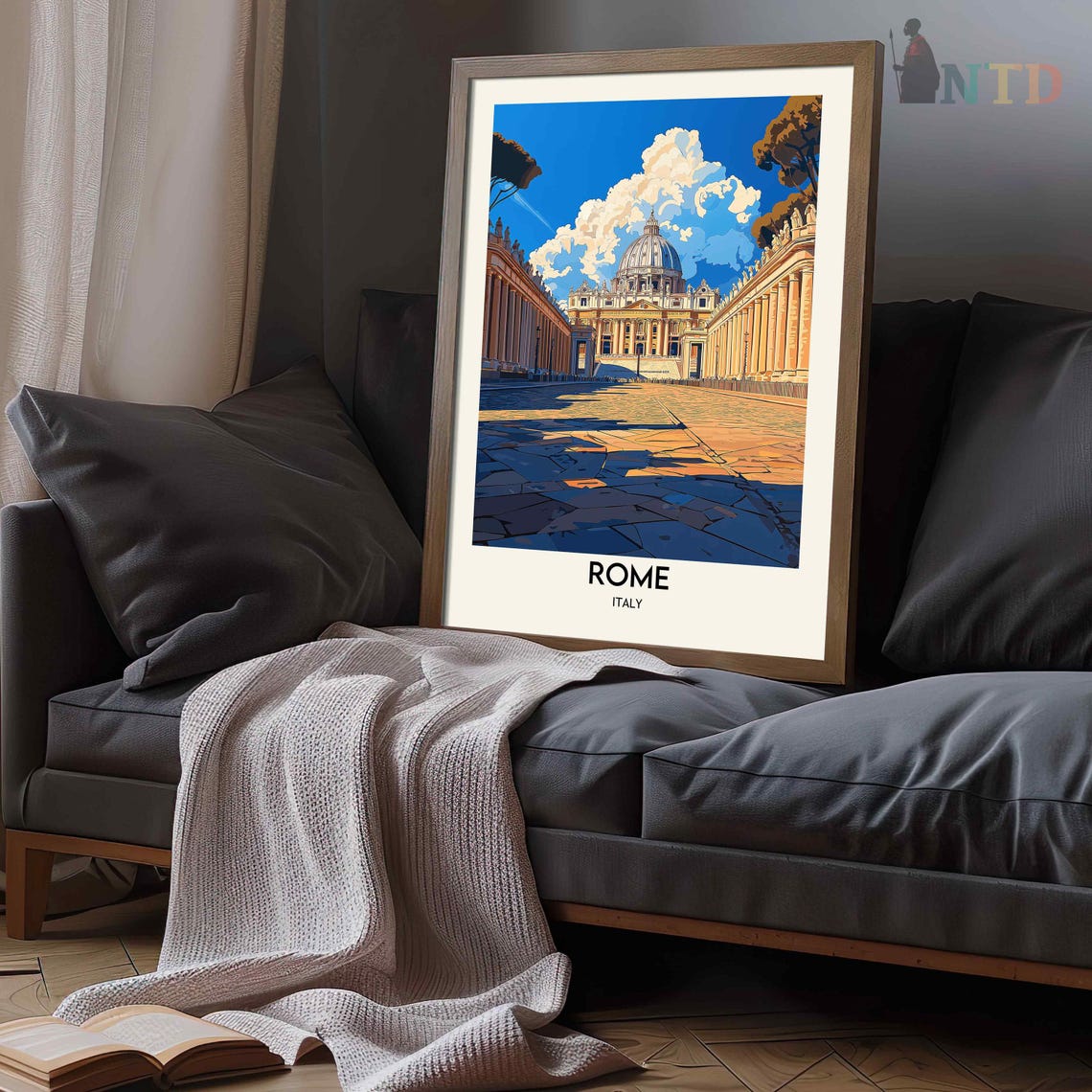 Rome Italy St Peters Basilica Grand Square Daytime Vatican View Poster - Image 3