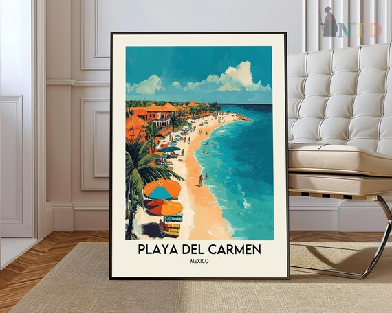 Playa Del Carmen Poster Mexico Travel Print Mexican Decor North America Sea