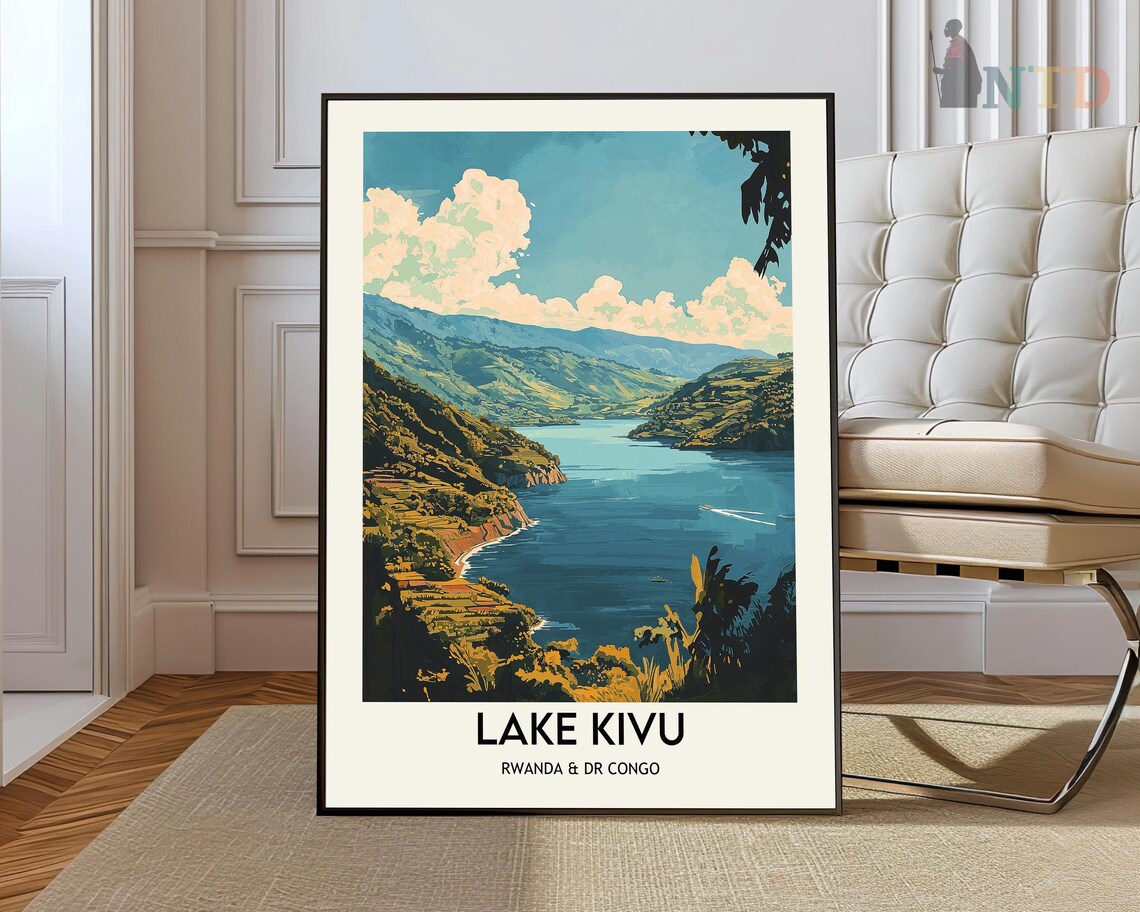 Lake Kivu Rwanda DR Congo Green Rift Valley Lake Travel Poster