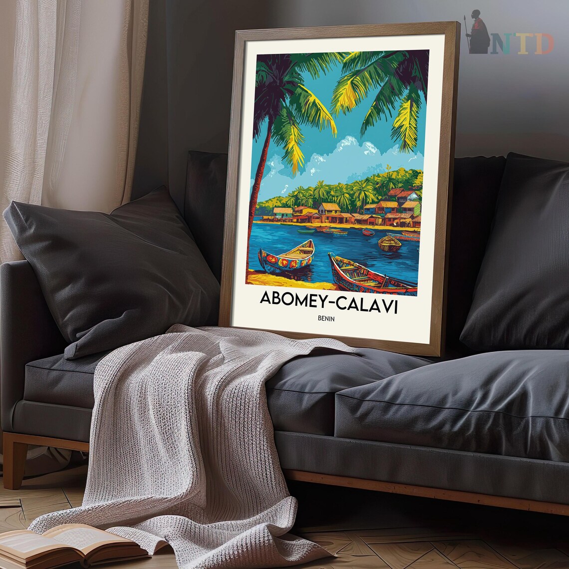 Colorful Fishing Boats Abomey Calavi Benin West Africa Travel Poster - Image 3