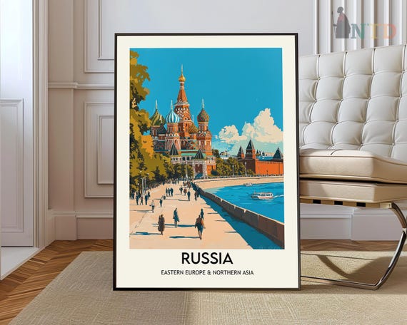 Russia Moscow Travel Posterrussia Wall Art Printrussia Paintingrussia Illustrationprintable Artwork