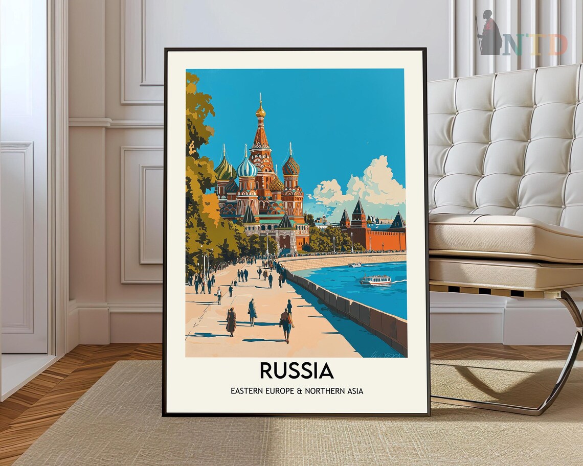 Moscow Saint Basils Cathedral Red Square Russia Travel Poster