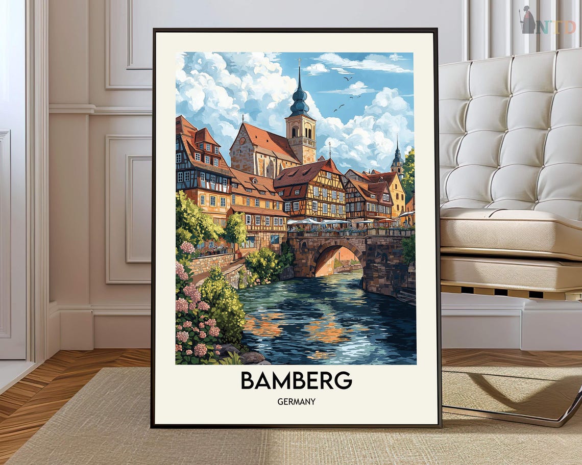 Bamberg Poster Wall Art Print Photo Travel City Germany Map