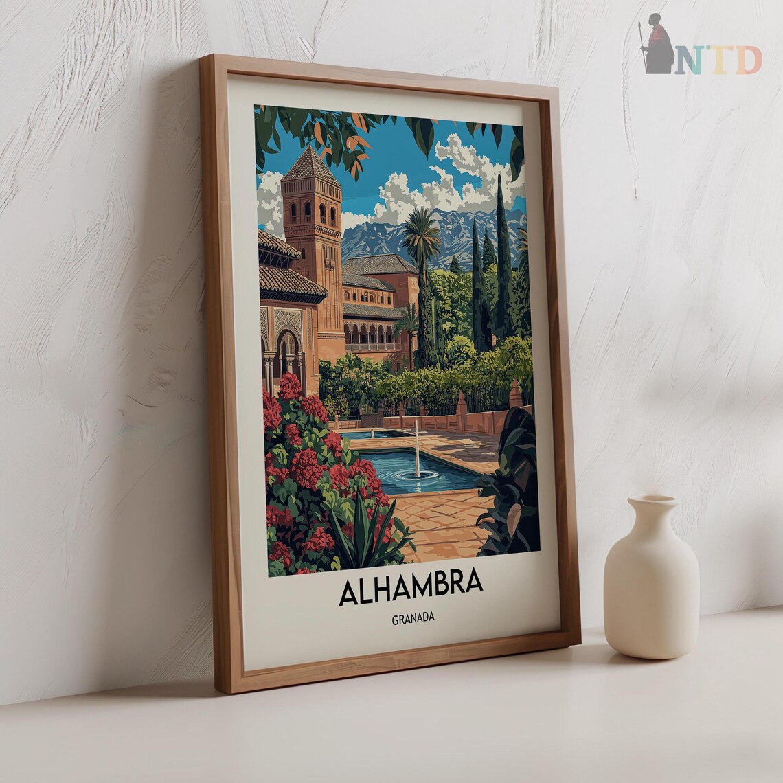 Fountain Gardens of the Alhambra Granada Spain Travel Poster - Image 2