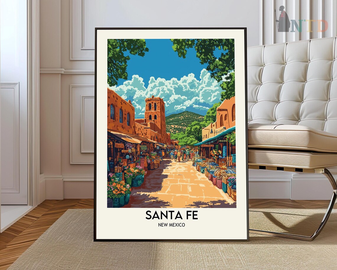 Santa Fe Travel Poster, New Mexico Wall Art