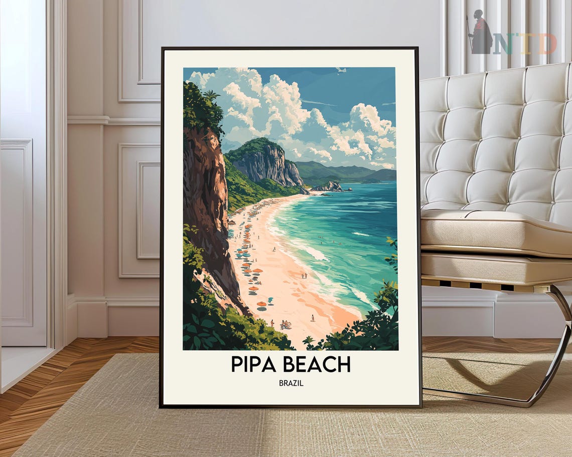 Pipa Beach Brazil Turquoise Bay Cliffs Seaside Travel Poster