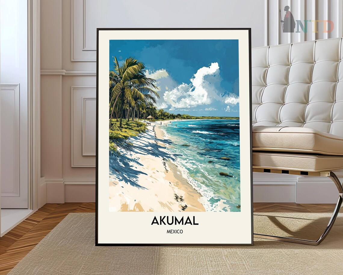 Akumal Travel Poster, Mexico Wall Art Print