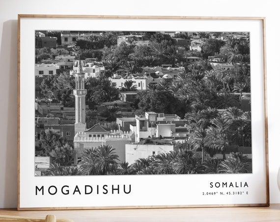 Mogadishu Travel Print Mogadishu Travel Poster Somalia Travel Print Somalia Print Black And White Travel Poster Travel Art Travel Gift