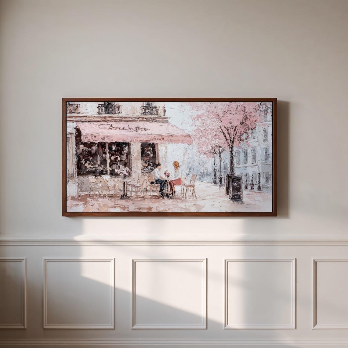 Paris Cafe Couple Cherry Blossom Spring Romance Travel Poster - Image 3