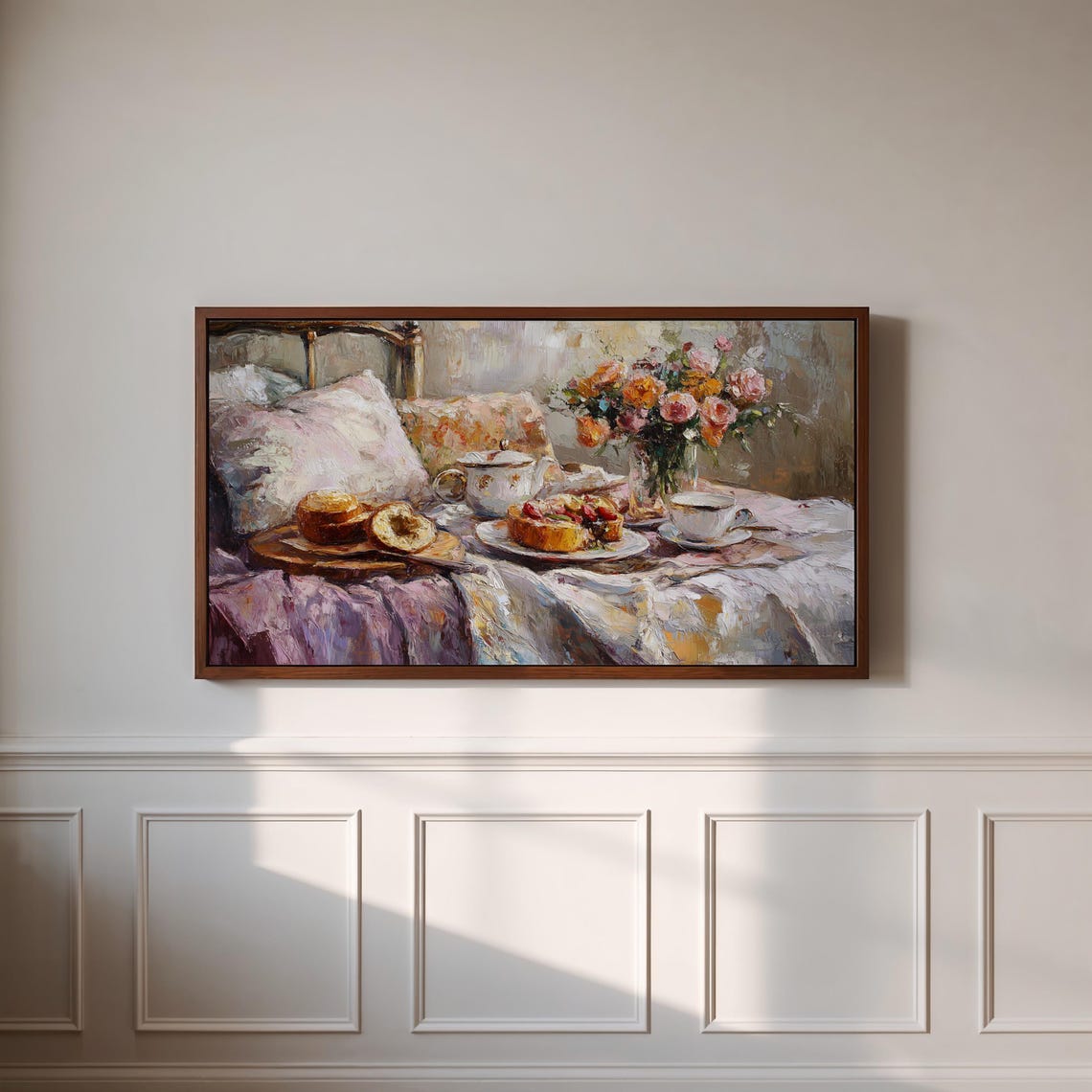 Elegant Breakfast in Bed Pastries Fresh Roses Table Art Poster - Image 3