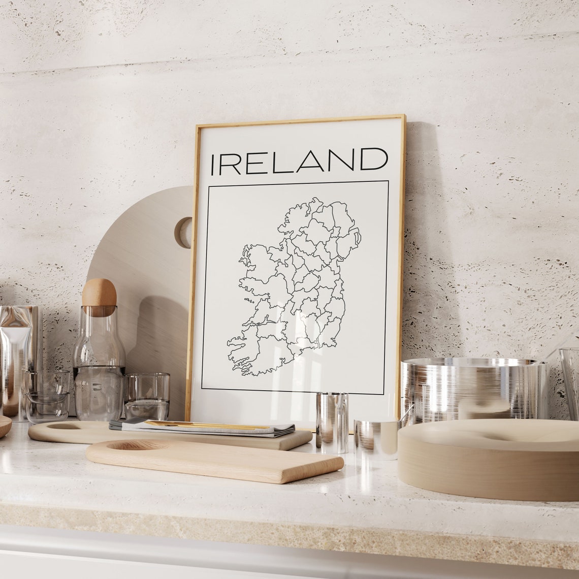 Ireland Minimalist Line Map Country Outline Modern Home Decor Print - Image 2