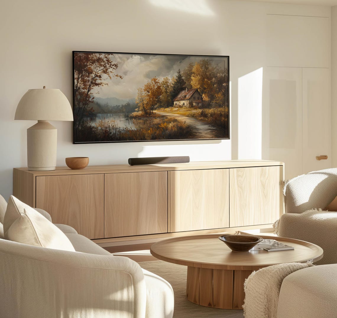 Frame Tv Lakeside Cabin Art Art For Frame Tvs Nature Tv Art Rustic Countryside Tv Art Fall Art Paletta Prints - Image 3