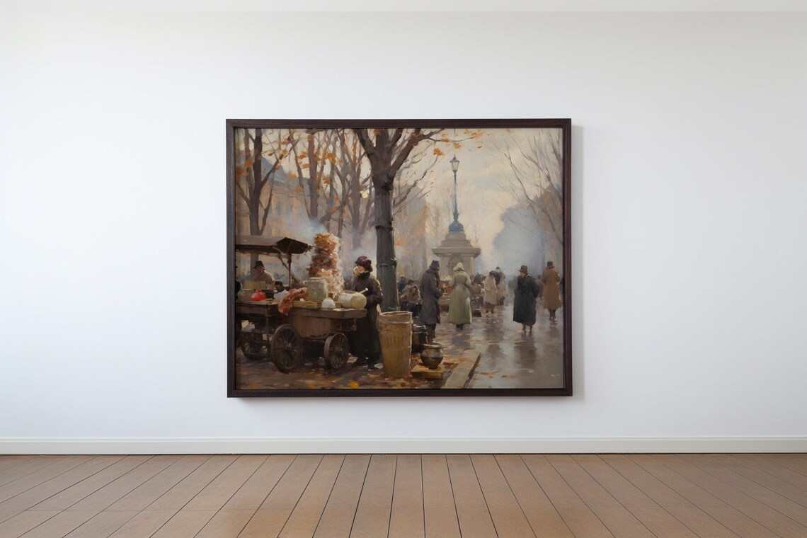 Autumn Market A Paris Boulevard Antique Print - Image 4