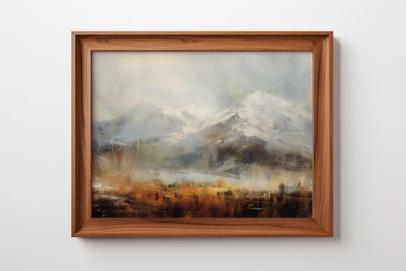 Veiled Majesty Dawns Light On Mountain Peaks Antique Print