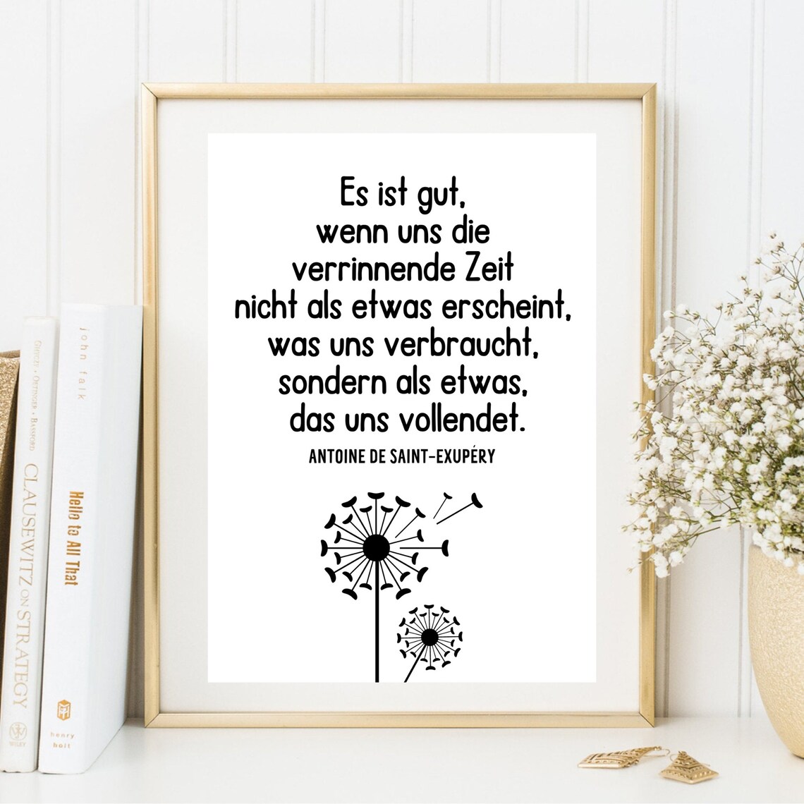 Saint Exupery Time Quote Dandelion Motivational Saying Typography Poster - Image 3