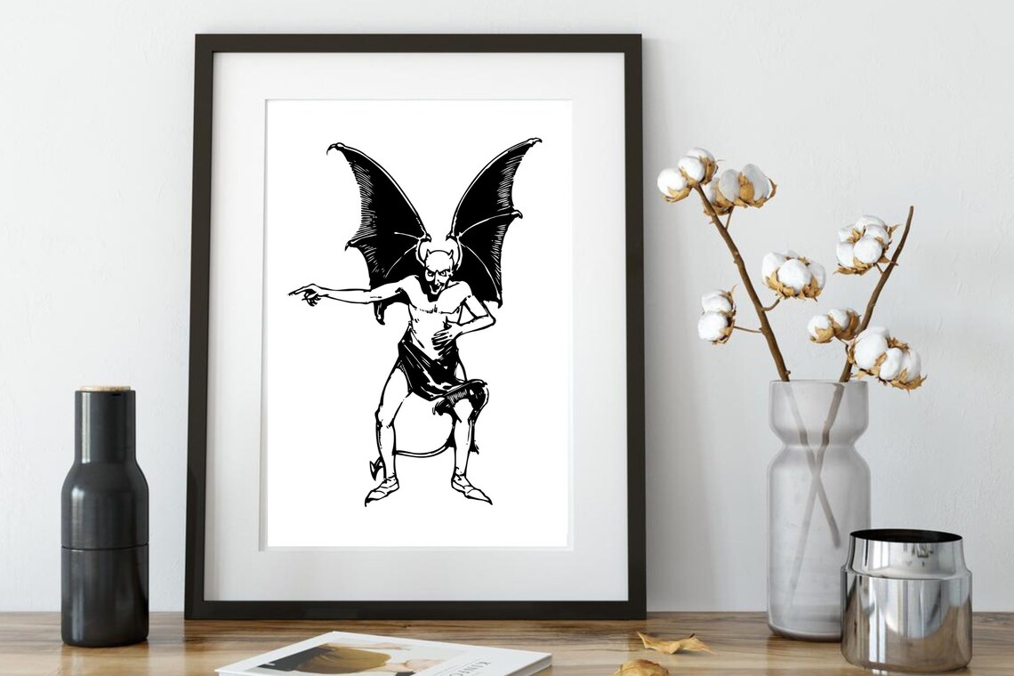 The Devil Satan 666 Abstract Gothic Occult Ink Drawing