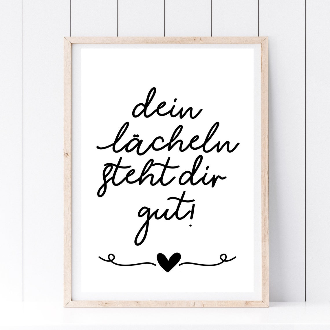Your Smile Looks Good German Quote Script Heart Romantic Wall Art