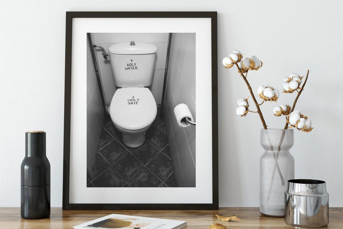 Din A4 Art Print Without Frame Toilet Holy Water Holy Shit Toilet Toilet Bathroom Guest Toilet Funny Photo Picture Print Poster Picture - Image 2
