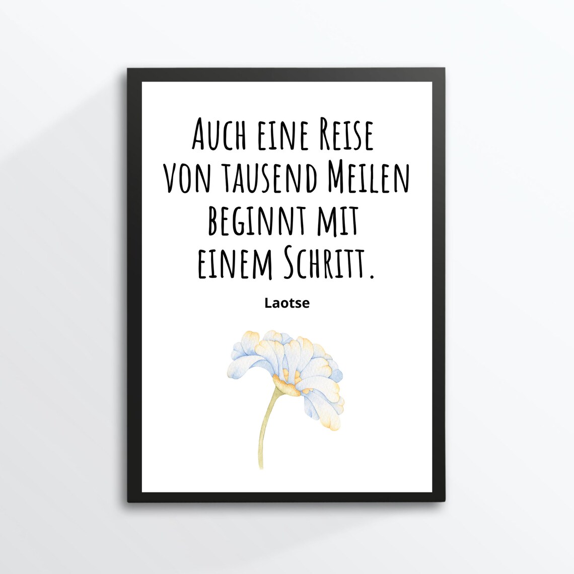 Lao Tzu Journey Thousand Miles Quote German Motivational Wall Poster
