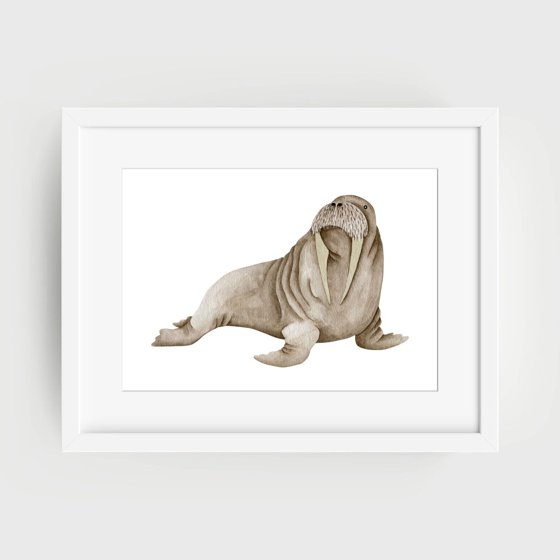 Walrus Watercolor Animal Illustration Neutral Nursery Wall Decor Poster - Image 2