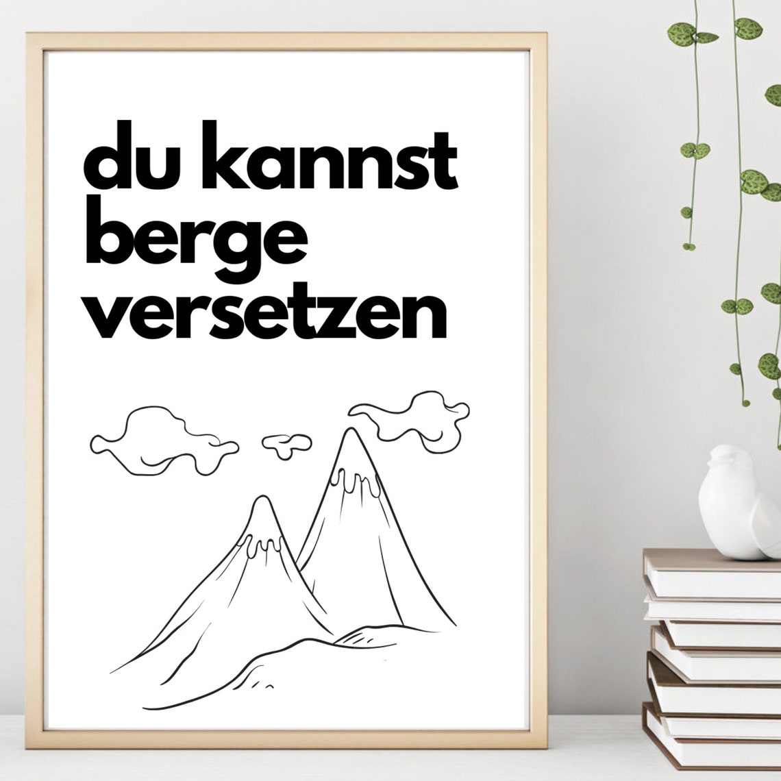 Du Kannst Berge Versetzen German Quote Print Mountain Line Art Poster - Image 3