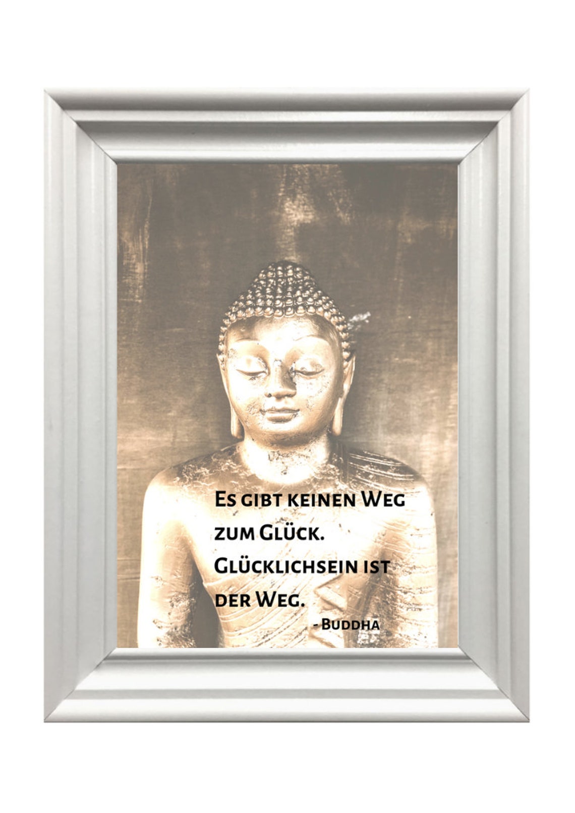 Buddha Statue Happiness Quote Zen Spiritual Photo Art Wall Print - Image 2