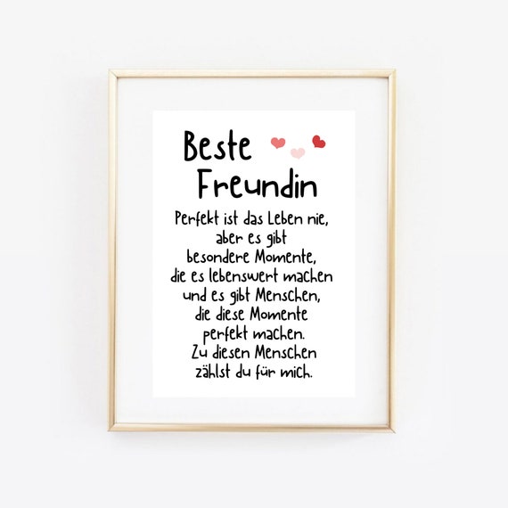 Din A4 Art Print Without Frame Saying Best Friend Thank You Gratitude Friendship Picture Poster Gift